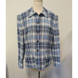 Vintage Jones Wear Blue Plaid Professional Blazer sz 16/L/XL Business Officewear